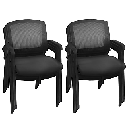Regency Knight Mesh Stacking Chairs, Black, Pack Of 8 Chairs