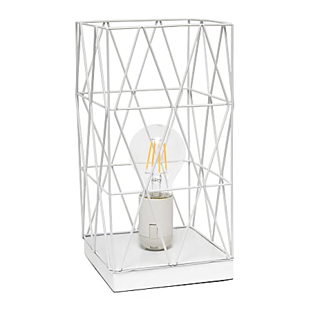 Simple Designs Geometric Square Table Lamp, 10-1/4"H, White