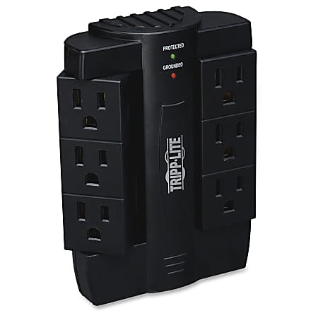 Tripp Lite Surge Protector Swivel 6 Outlet Wallmount Direct Plug In 120V BK - 6 x NEMA 5-15R - 1500 J - 120 V AC Input - 120 V AC Output