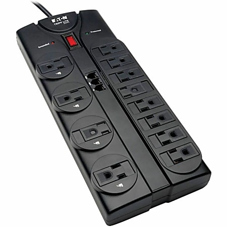 Eaton Tripp Lite Series Protect It! 12-Outlet Surge Protector, 8 ft. (2.43 m) Cord, 2160 Joules, Tel/Modem Protection, TLP1208TEL