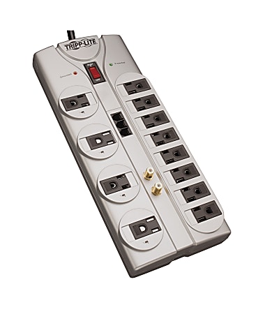 Eaton Tripp Lite Series Protect It! 12-Outlet Surge Protector, 8 ft. (2.43 m) Cord, 2880 Joules, Tel/Modem/Coaxial Protection, TLP1208TELTV
