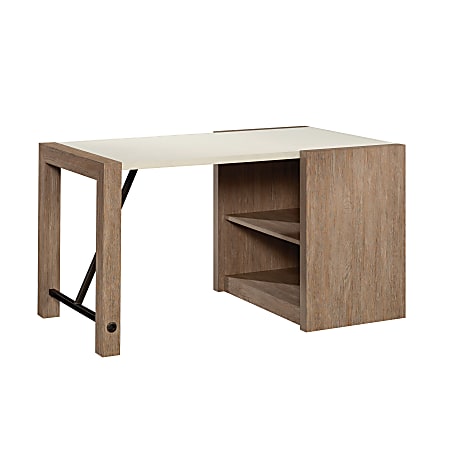 Sauder Dixon City 56 W Computer Desk With Storage Shelves Brushed
