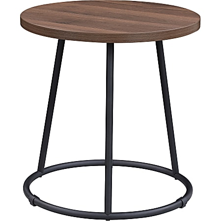 Lorell Round Side Table, 19-3/4" x 19", Walnut/Black