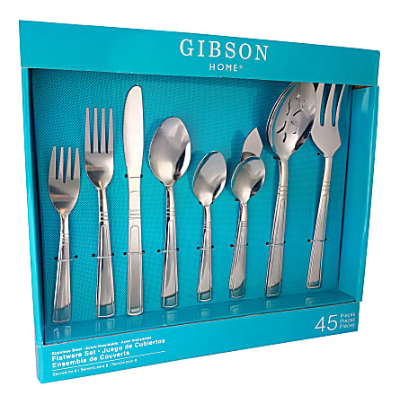 Gibson Home 45-Piece Flatware Set, Astonshire, Silver
