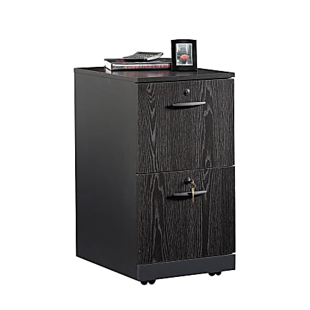 Sauder® Via 19-1/2"D Vertical 2-Drawer Pedestal File Cabinet, Bourbon Oak/Soft Black