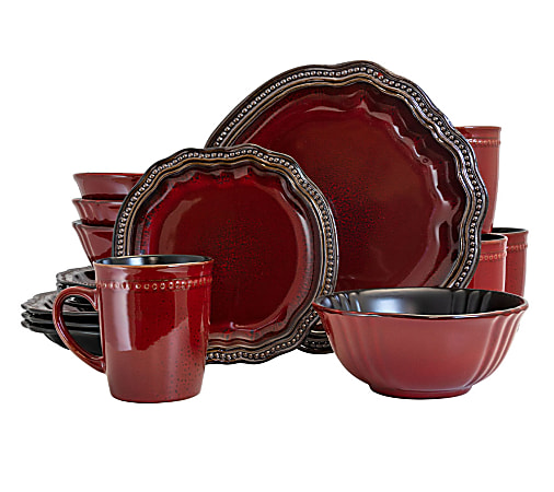 Elama 16-Piece Stoneware Dinnerware Set, Regency