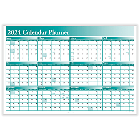 ComplyRight 2024 Calendar Planner, 36" x 24", Green
