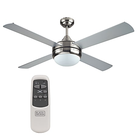 Black+Decker 52-Inch 4-Bladed Remote Controllable Brushed Nickel Ceiling Fan - 4 Blades - 52" Diameter - BCF5252R