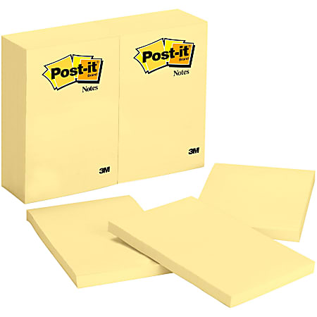 Post-it® Notes Original Notepads - 4" x 6" - Removable - 24 / Bundle