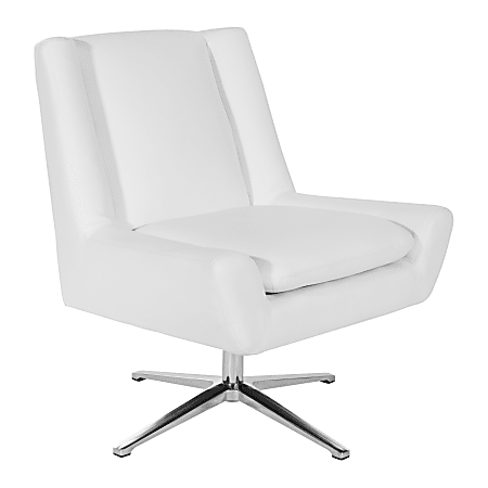 Office Star™ Faux Leather Guest Chair, White/Aluminum