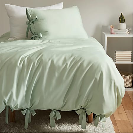 Dormify Samantha Tie Knot Duvet Cover and Sham Set, Twin/Twin XL, Sage Green