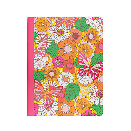 Eccolo Lena + Liam Back To School Compbook, 7-1/2" x 9-3/4", 1 Subject, College Rule, 80 Sheets, Groovy Butterflies
