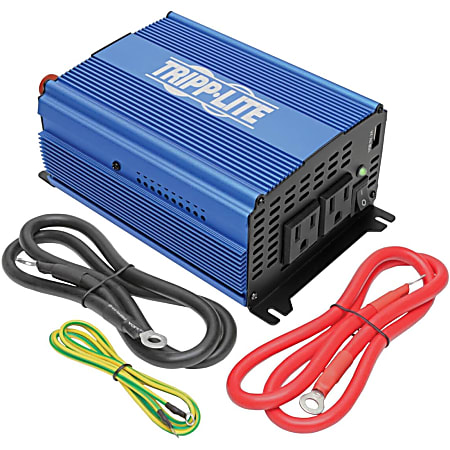 Tripp Lite 1000W Light Duty Compact Power Inverter with 2 AC1 USB  2.0ABattery Cables Mobile DC to AC power inverter DC 12 V 1000 Watt 1000 VA  output connectors 2 - Office Depot