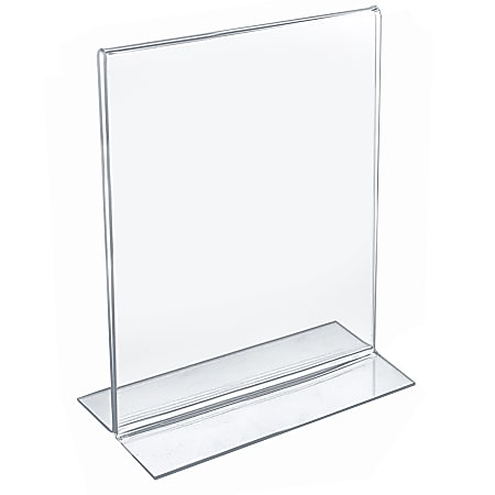 Azar Displays Double-Foot Acrylic Sign Holders, 11" x 8 1/2", Clear, Pack Of 10