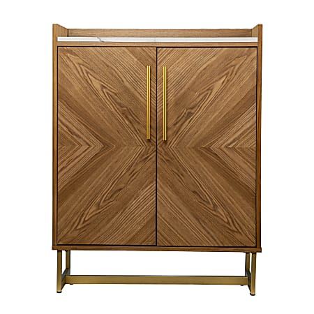 SEI Furniture Trilken 28"W Bar Cabinet With Wine Storage, Brown/Gold