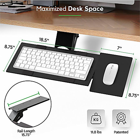 Uncaged Ergonomics KT2 Ergonomic Keyboard Tray - Raise Keyboards Above Desk  Height - Standing Desk Keyboard Tray - Negative Tilt - Black in the Office  Accessories department at