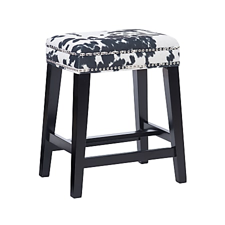 Linon Jandrell Backless Counter Stool, Black Cow Print/Black