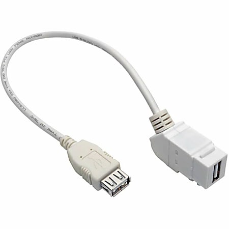 Tripp Lite USB 2.0 All-in-One Keystone/Panel Mount Coupler Cable (F/F) Angled Connector White 1 ft. (0.31 m)