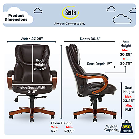 Serta Conway Big Tall Bonded Leather High Back Office Chair
