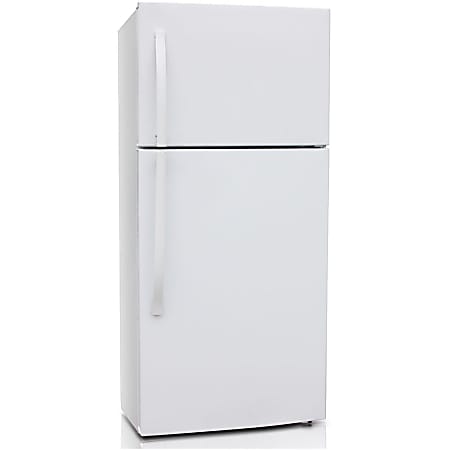 Midea 18 Cu. Ft. Top Mount Freezer Refrigerator - 18 ft³ - No-frost - 13.90 ft³ Net Refrigerator Capacity - 4.10 ft³ Net Freezer Capacity - 120 V AC - 362 kWh per Year - White - Textured - Glass, Metal Cabinet - Freestanding