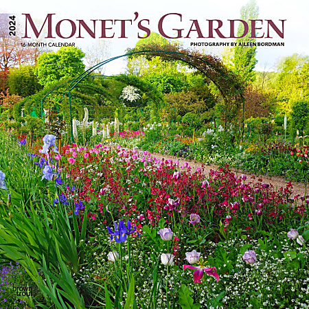 2024 Brown Trout Monthly Square Wall Calendar, 12" x 12", Monet's Garden, January To December