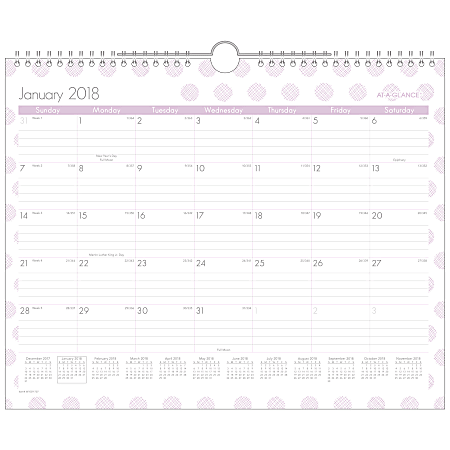 AT-A-GLANCE® Dot Monthly Wall Calendar, 15" x 12", January to December 2018 (W1059-707-18)