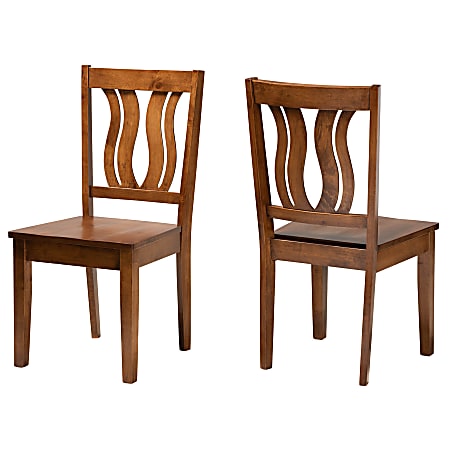 Baxton Studio Fenton Dining Chairs, Walnut Brown, Set Of 2 Chairs