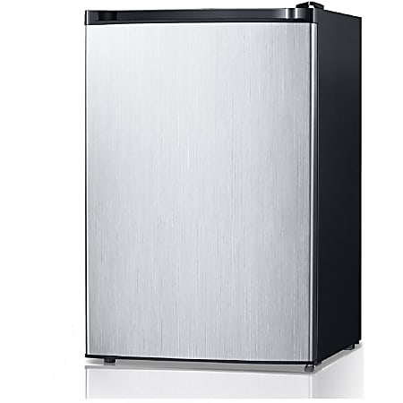 Midea WHS-160RSS1 Refrigerator/Freezer - 4.40 ft³ - Manual Defrost - Reversible - 120 V AC - 226 kWh per Year - Stainless Steel - Iron, Stainless Steel Door, Tempered Glass Shelf - Freestanding