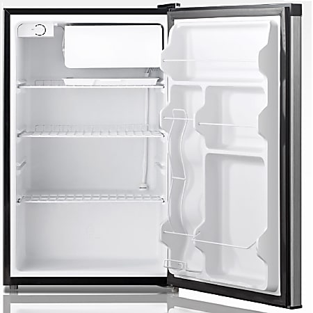 Midea WHS-160RSS1 Refrigerator/Freezer - 4.40 ft³ - Manual Defrost - Reversible - 120 V AC - 226 kWh per Year - Stainless Steel - Iron, Stainless Steel Door, Tempered Glass Shelf - Freestanding