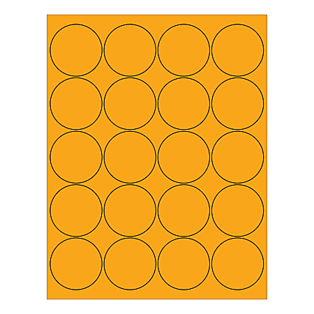 Office Depot® Brand Circle Inkjet/Laser Labels, LL197OR, 2", Fluorescent Orange, Pack Of 2,000 Labels