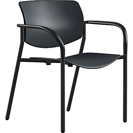 Lorell® Contemporary Plastic Stacking Chair, Black, Set Of 2