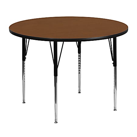 Flash Furniture 48'' Round HP Laminate Activity Table With Standard Height-Adjustable Legs, Oak