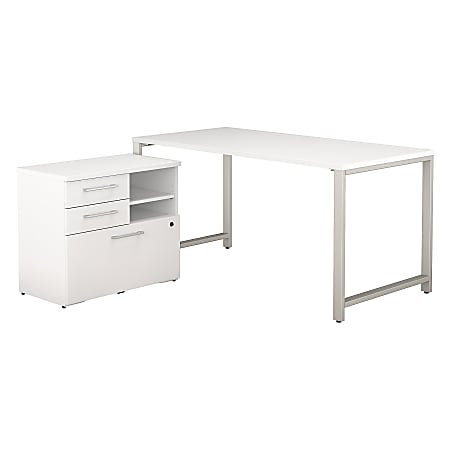 Bush Business Furniture 400 Series Table Desk with Storage, 60"W x 30"D, White, Standard Delivery