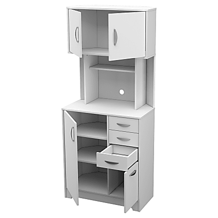 Inval Storage Cabinet With Microwave Stand 3 Shelves 33 H x 24 W x 15 D  Laricina White - Office Depot