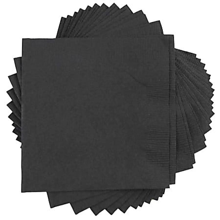 JAM PAPER Small Beverage Napkins - 5 x 5 - Black - 40/Pack 