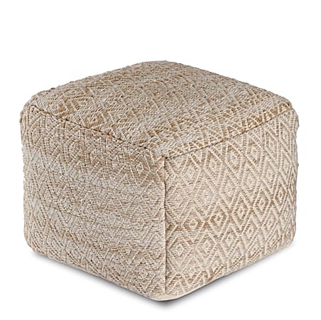 Anji Mountain Cherokee Tawny Pouf Ottoman, Brown/Beige