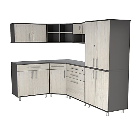 Inval America Kratos 126"W Corner Garage Cabinet Set, Gray
