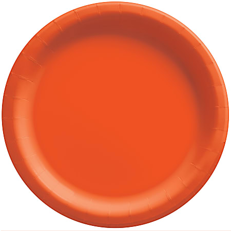 Amscan Round Paper Plates, 8-1/2”, Orange Peel, Pack