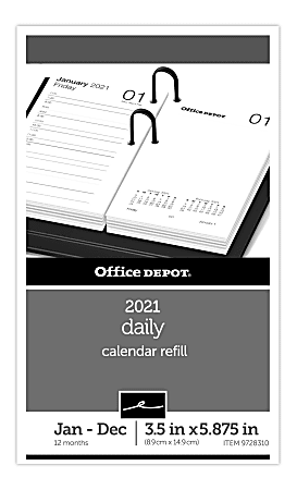 Office Depot® Brand Daily Desk Calendar Refill, 3-1/2" x 5-7/8", White, January 2021 To December 2021, SP717D50
