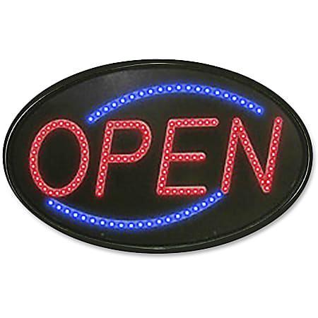 Newon Newton LED Sign - 1 Each - Open Print/Message - 21" Width x 13" Height - Red, Blue Print/Message Color - Shatter Resistant