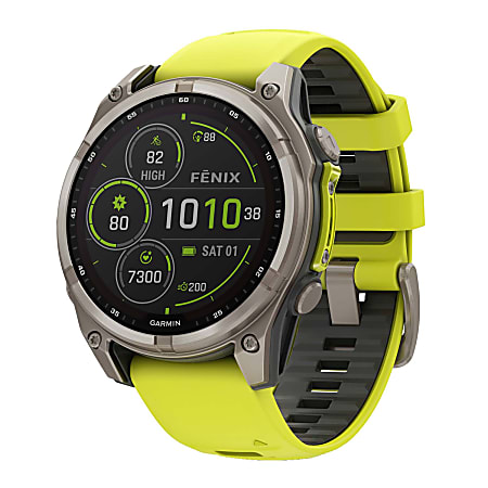 Garmin® fenix® 8 Multisport Sapphire Solar GPS Watch With Silicone Band And 47mm Lens, AMP Yellow/Graphite