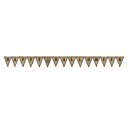 Amscan Modern Happy Halloween Burlap Banner, 12', Brown