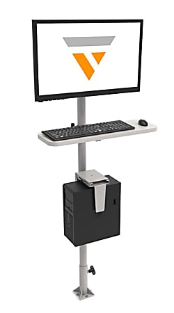 VersaDesk Sentry Floor-Mount Steel Adjustable Computer Station, 60"H x 24"W x 12"D, Black
