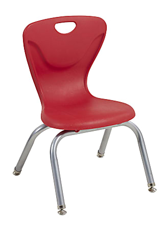 ECR4Kids Contour Stacking Chairs, 23 13/16"H, Red/Silver, Set Of 4