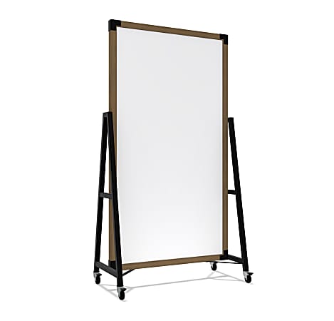 Ghent Prest Magnetic Dry-Erase Whiteboard, Porcelain, 40-1/2” x 73-3/4”, White, Driftwood Frame