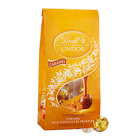 Lindor Chocolate Truffles, Milk Chocolate Caramel, 8.5 Oz, Pack Of 2 Bags
