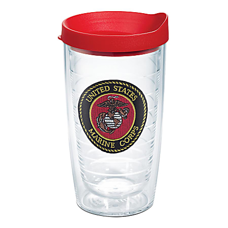 Tervis Marine Corps Tumbler With Lid, 16 Oz, Clear