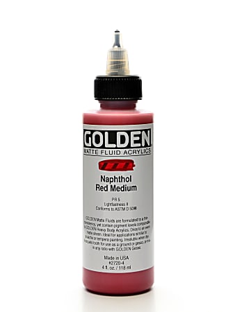 Golden Matte Fluid Acrylic Paint, 4 Oz, Naphthol Red Medium