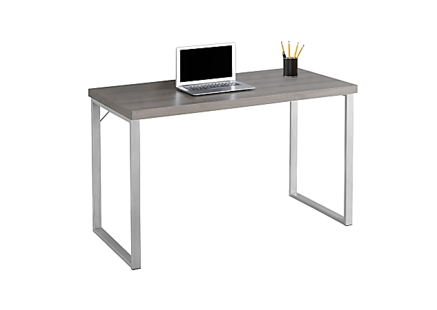 Monarch Specialties Contemporary 48"W Computer Desk, Dark Taupe/Silver