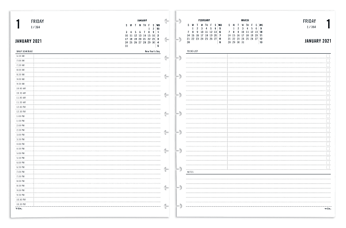 TUL® Discbound Daily Refill Pages, Letter Size, January To December 2021, TULLTFLR-2PG-RY